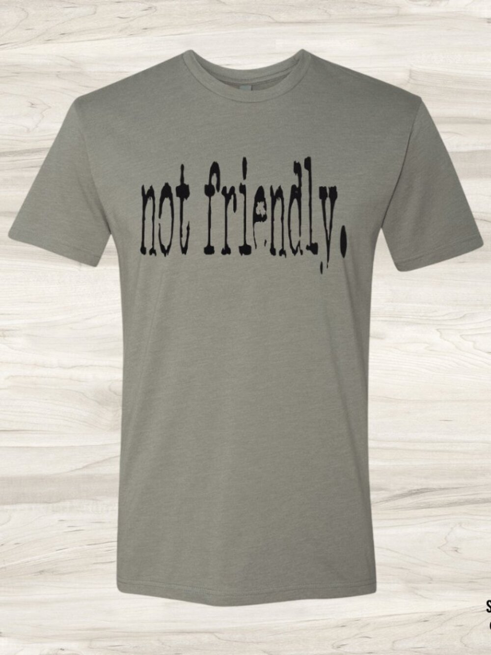NWT Next Level Not Friendly Unisex Graphic Tee Stone Grey XLarge